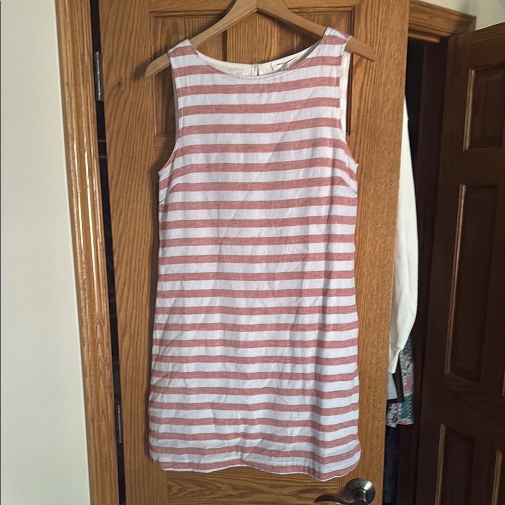 Striped Pink and White Sleeveless Dress